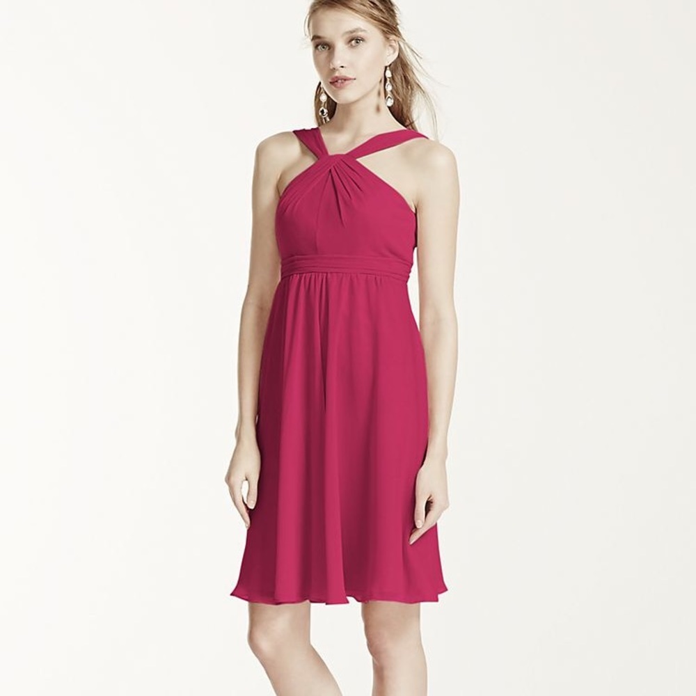Short Crinkle Chiffon Dress with Halter